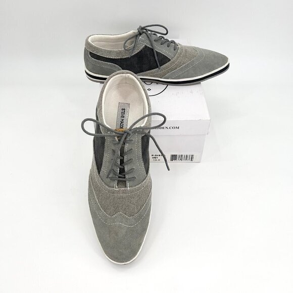 STEVE MADDEN P-DISTILL2 GREY SUEDE & MATERIAL OXFORD LOAFER SHOES w/ BOX - 12 - Picture 2 of 10
